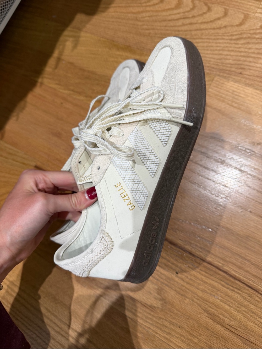adidas Gazelle Cream and Brown Low-Top Sneaker - Picture 5 of 5